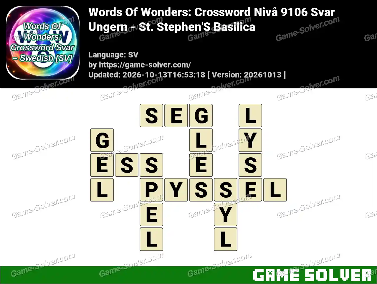 Words Of Wonders: Crossword Nivå 9106 Svar – Ungern – St. Stephen’S Basilica